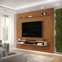 Painel Suspenso Ripado C/ Bancada Suspensa 2 Portas Sala Estar TV Até 75 Polegadas 1 Prateleira Trento Painel Suspenso Ripado C/ Bancada Suspensa 2 Portas Sala Estar TV Até 75 Polegadas 1 Prateleira Trento