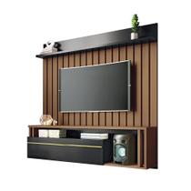 Painel Suspenso Ripado Decorativo Self para TV até 55 Polegadas Castanho/Preto G26 - HB Móveis Painel Suspenso Ripado Decorativo Self para TV até 55 Polegadas Castanho/Preto G26 - HB Móveis