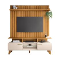 Painel Suspenso Ripado Link 1.6 C/ Rack Bancada Essenza 1.6 TV Até 60 2 Portas Basc. 1 Prateleira