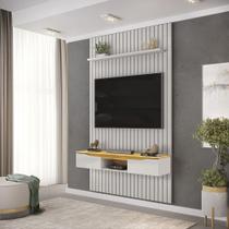 Painel Suspenso Ripado Seko TV 55" Portas Basculantes Borda Chanfrada Bali/Cedro G18 - Gran Belo