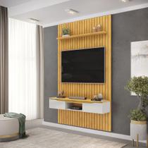 Painel Suspenso Ripado Seko TV 55" Portas Basculantes Borda Chanfrada Cedro/Bali G18 - Gran Belo