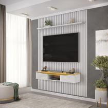 Painel Suspenso Ripado Seko TV 65" Portas Basculantes Borda Chanfrada Bali/Cedro G18 - Gran Belo