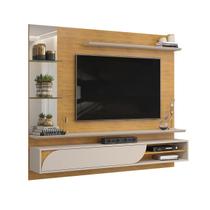 Painel Suspenso Sala Estar TV Até 60 Polegadas 1 Porta Basculante Torre De Espelho C/ 2 Prateleiras de Vidro Ravi