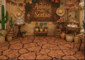 Painel Tapete Cenário De Lona Chão Rachado 3d