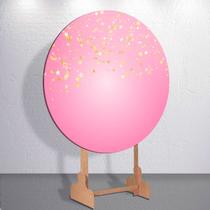 Painel Tema Estrelas Brilho Capa Grande e Mini Redondoda Estampa Sublimada Festa Rosa Painel Tema Estrelas Brilho Capa Grande e Mini Redondoda Estampa Sublimada Festa Rosa