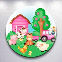 Painel Tema Fazenda Animais Capa Grande e Mini Redondoda Estampa Sublimada Festa Divertida Infantil