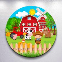 Painel Tema Fazenda Animais Capa Grande e Mini Redondoda Estampa Sublimada Festa Divertida Infantil