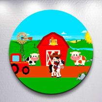 Painel Tema Fazenda Animais Capa Grande e Mini Redondoda Estampa Sublimada Festa Divertida Infantil