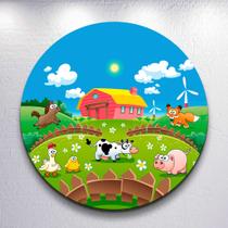 Painel Tema Fazenda Animais Capa Grande e Mini Redondoda Estampa Sublimada Festa Divertida Infantil