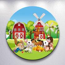 Painel Tema Fazenda Animais Capa Grande e Mini Redondoda Estampa Sublimada Festa Divertida Infantil Painel Tema Fazenda Animais Capa Grande e Mini Redondoda Estampa Sublimada Festa Divertida Infantil