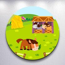 Painel Tema Fazenda Animais Capa Grande e Mini Redondoda Estampa Sublimada Festa Divertida Infantil