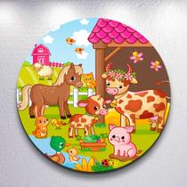 Painel Tema Fazenda Animais Capa Grande e Mini Redondoda Estampa Sublimada Festa Divertida Infantil Painel Tema Fazenda Animais Capa Grande e Mini Redondoda Estampa Sublimada Festa Divertida Infantil