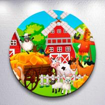 Painel Tema Fazenda Animais Capa Grande e Mini Redondoda Estampa Sublimada Festa Divertida Infantil Painel Tema Fazenda Animais Capa Grande e Mini Redondoda Estampa Sublimada Festa Divertida Infantil