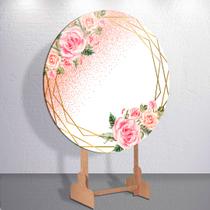 Painel Tema Feminino Flores Coloridas Grande e Mini Redondoda Estampa Sublimada Festa Divertida