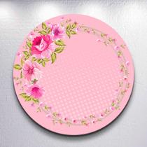 Painel Tema Feminino Flores Coloridas Grande e Mini Redondoda Estampa Sublimada Festa Divertida