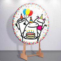 Painel Tema Flork Aniversario Capa Grande e Mini Redondoda Estampa Sublimada Festa Divertida