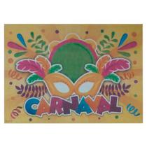 Painel TNT Carnaval Máscara Fundo Amarelo Folia 1,40x1,03m - piffer