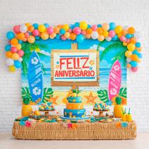 Painel TNT Festa Aloha Decoração Praia verão Stitc aniversá Painel TNT Festa Aloha Decoração Praia verão Stitc aniversá