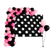 Painel TNT Festa Preto Bolinhas brancas Decoração 1,40x1m