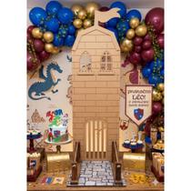Painel Torre Castelo Bandeirinha Decoração Festa Tema Medieval