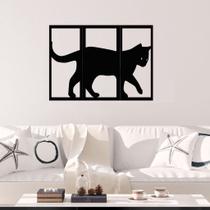 Painel Trio Gato Preto Animal Vazado Decorativo Mdf Quadro de Parede Escultura Decoração Casa Sala