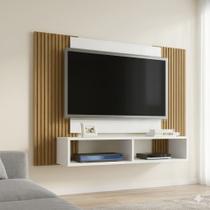 Painel TV 47 Polegadas Sala Quarto Atena Branco Ripado Mdf