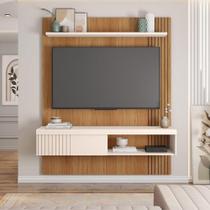 Painel Tv 55 Pol 150cm Bancada Suspensa Ripado Luana C01 - D'rossi Freijó-off White Painel Tv 55 Pol 150cm Bancada Suspensa Ripado Luana C01 - D'rossi Freijó-off White