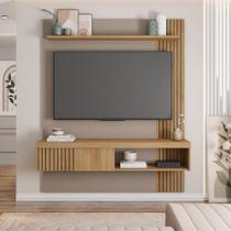 Painel TV 55 Pol 150cm Bancada Suspensa Ripado Luana Fendi/Buriti C01 - D'Rossi Painel TV 55 Pol 150cm Bancada Suspensa Ripado Luana Fendi/Buriti C01 - D'Rossi