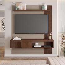 Painel TV 55 Pol 150cm Bancada Suspensa Ripado Luana Fendi/Havana C01 - D'Rossi