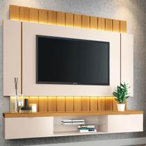 Painel TV 55 Pol 180cm Bancada Suspensa Illusion Off/Cinamomo - HB Móveis Painel TV 55 Pol 180cm Bancada Suspensa Illusion Off/Cinamomo - HB Móveis