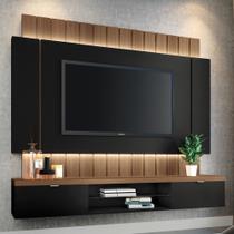 Painel TV 55 Pol 180cm Bancada Suspensa Illusion Preto/Castanho - HB Móveis Painel TV 55 Pol 180cm Bancada Suspensa Illusion Preto/Castanho - HB Móveis