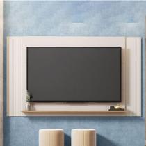 Painel Tv 60 Pol 160cm Com Rack Bancada Para Sala Hylon M20 - D'rossi Cor Off White E Freijó