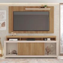 Painel TV 60 Pol 180cm e Bancada com Rodízio Sala Navel Buriti/Off White C01 - D'Rossi