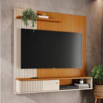Painel Tv 65 Pol 161cm Bancada Suspensa Para Sala Dorema M20 - D'rossi Cor Cinamomo E Off White