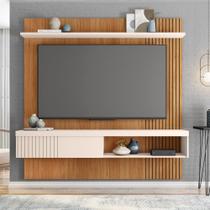 Painel TV 65 Pol 180cm Bancada Suspensa Ripado Luana Fendi/Buriti C01 - D Rossi Painel TV 65 Pol 180cm Bancada Suspensa Ripado Luana Fendi/Buriti C01 - D Rossi