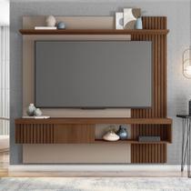 Painel TV 65 Pol 180cm Bancada Suspensa Ripado Luana Fendi/Havana C01 - D'Rossi Painel TV 65 Pol 180cm Bancada Suspensa Ripado Luana Fendi/Havana C01 - D'Rossi