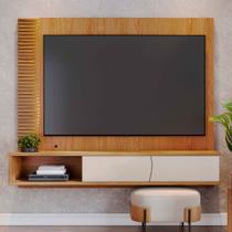 Painel TV 65 Pol 180cm Bancada Suspensa Ripado Manacá Freijó/Off White Matte C04 - D'Rossi