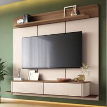 Painel TV 70 Pol 180cm Bancada Suspensa Galax Off/Castanho - HB Móveis Painel TV 70 Pol 180cm Bancada Suspensa Galax Off/Castanho - HB Móveis