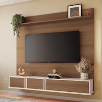Painel TV 70 Pol 180cm Bancada Suspensa Max Off/Castanho - HB Móveis Painel TV 70 Pol 180cm Bancada Suspensa Max Off/Castanho - HB Móveis