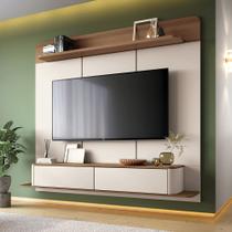 Painel TV 70 Pol 180cm Bancada Suspensa Sarah Off White/Castanho H01 - D'Rossi