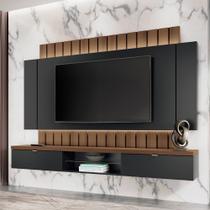 Painel TV 70 Pol 219cm Bancada Suspensa Illusion Off/Castanho - HB Móveis