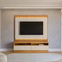 Painel TV 70 Sala 180cm Denver com Rack Bancada Tauari/Off White L04 - D Rossi Painel TV 70 Sala 180cm Denver com Rack Bancada Tauari/Off White L04 - D Rossi