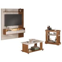 Painel TV 72 Pol 160 cm Carrinho Bar E Mesa De Centro Cinamomo Off White ARLY Painel TV 72 Pol 160 cm Carrinho Bar E Mesa De Centro Cinamomo Off White ARLY