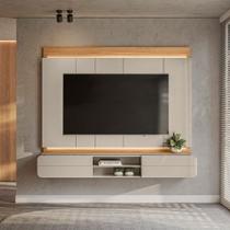 Painel TV 75 Home Suspenso Sala 200cm Charlote com Porta Basculante Off White L04 - D Rossi