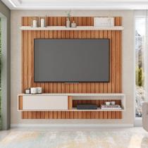 Painel Tv 75 Pol 180cm Bancada Suspensa Ripado Eluni C01 - D'rossi Freijó-off White