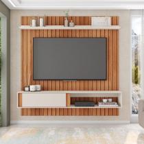 Painel TV 75 Pol 180cm Bancada Suspensa Ripado Eluni Freijó/Off White C01 - D'Rossi Painel TV 75 Pol 180cm Bancada Suspensa Ripado Eluni Freijó/Off White C01 - D'Rossi