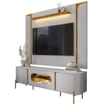 Painel TV 75 Pol Marina e Rack Com LED 180cm Ricky Off/Naturalle B02 - Mpozenato