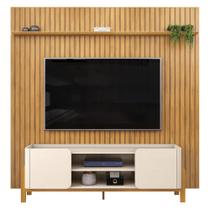 Painel TV 75 Pol Ripado 250cm e Bancada Chest D04 Off/Cedro - Mpozenato Painel TV 75 Pol Ripado 250cm e Bancada Chest D04 Off/Cedro - Mpozenato