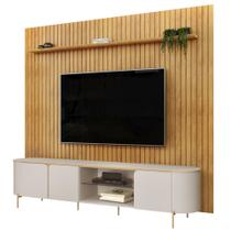 Painel TV 75 Pol Ripado 275cm e Bancada Ariane D04 Off/Cedro - Mpozenato Painel TV 75 Pol Ripado 275cm e Bancada Ariane D04 Off/Cedro - Mpozenato