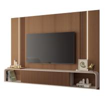 Painel TV 85 Pol 219cm Bancada Suspensa Vivaz H01 Off/Castanho - Mpozenato Painel TV 85 Pol 219cm Bancada Suspensa Vivaz H01 Off/Castanho - Mpozenato